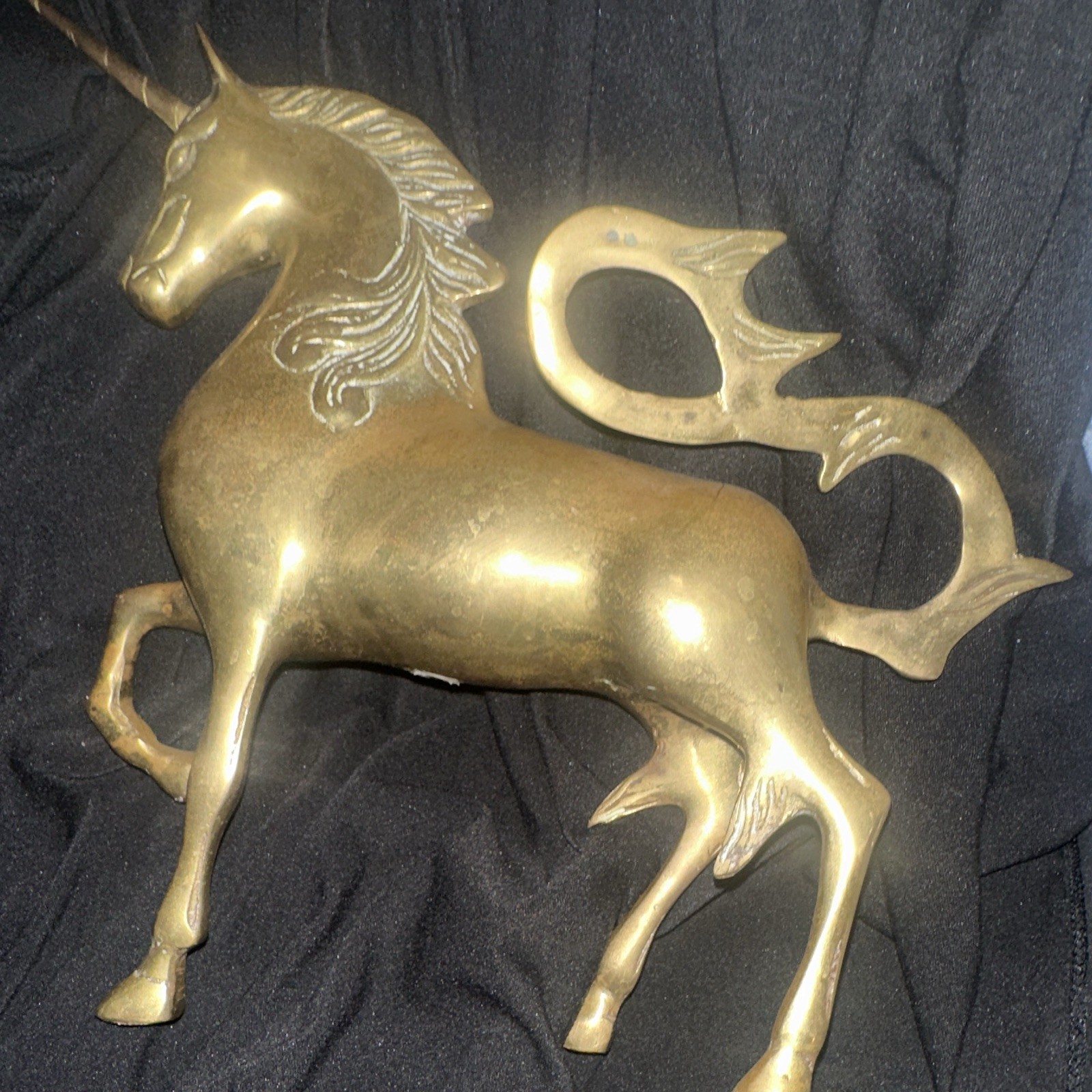 Gold Metallic Metal Unicorn Figurine, Fantasy Mythical Decor for Any Room