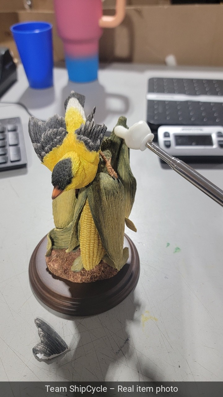 DEFECTIVE Stratford Collection Goldfinch Bird On Corn Hand Painted Vinta G3D