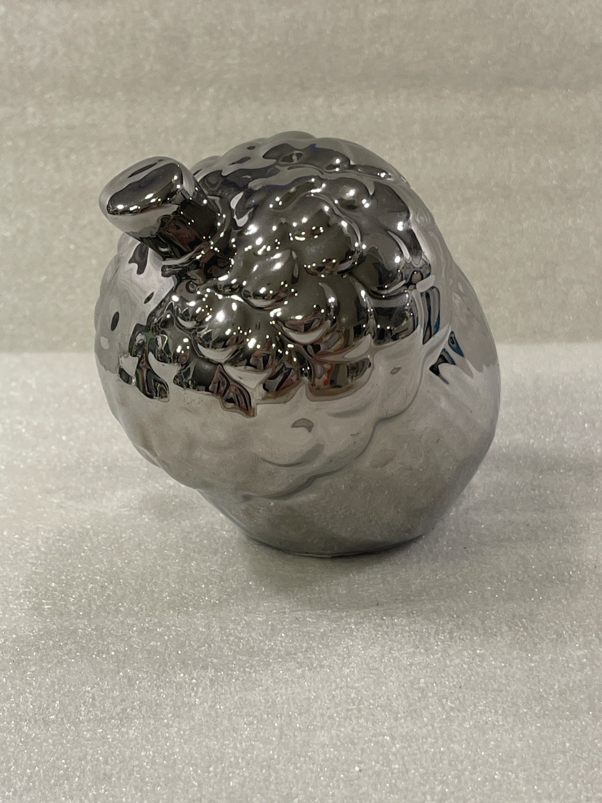 Chrome Acorn Ceramic Figurine Silver Modern Fall Decor 4in Sculpture