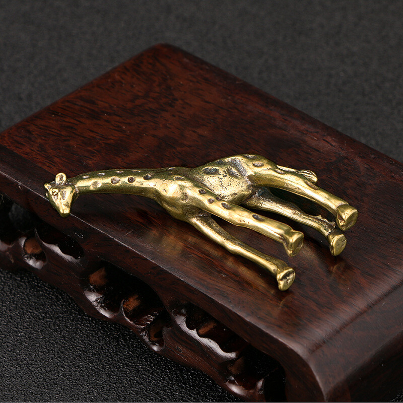1Pc Solid Brass Giraffe Figurine Statue Home Ornaments Animal Figurines Gift