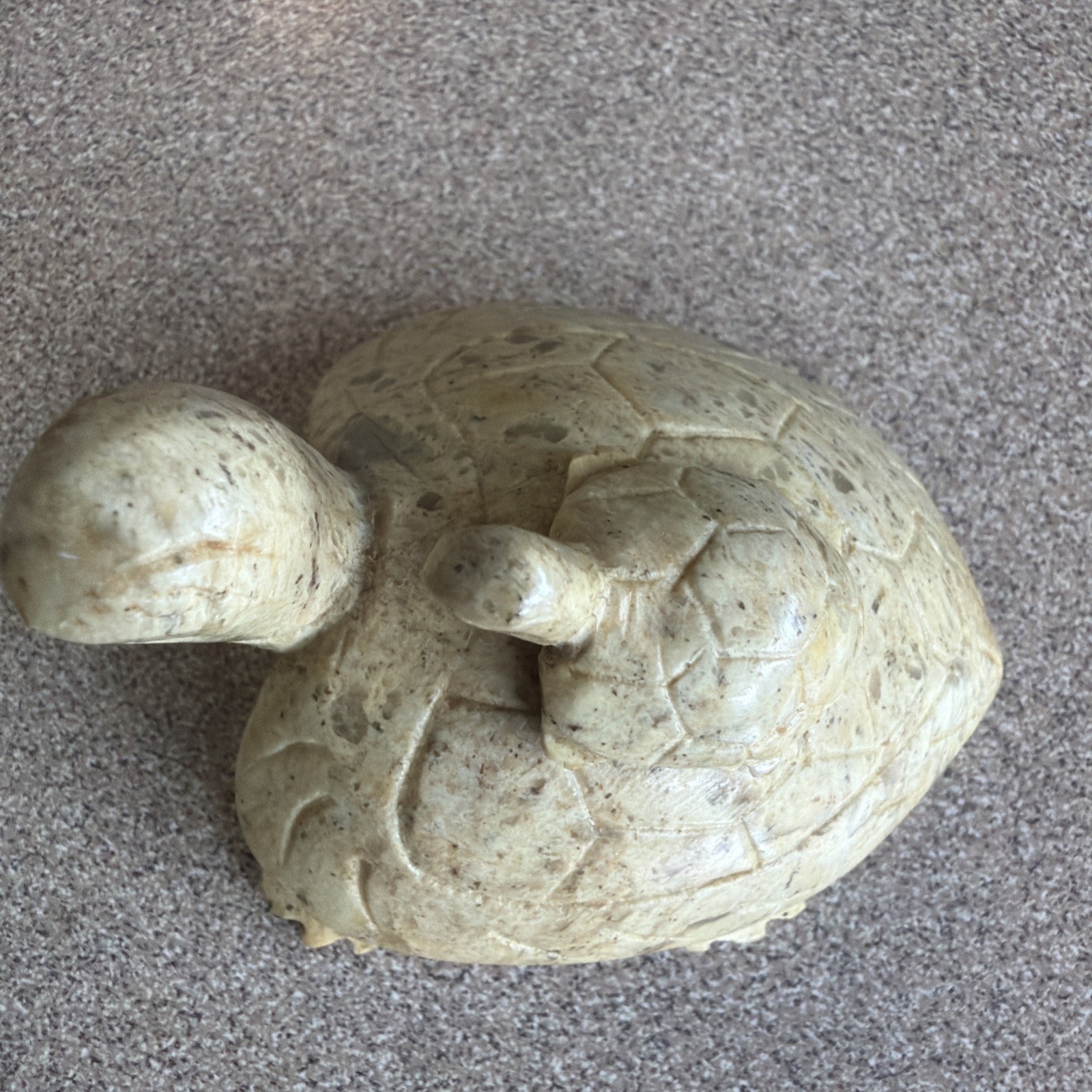2.5″ Vintage Carved Stone Mommy Turtle W/ Baby On Back Tortoise Figurine Cute!