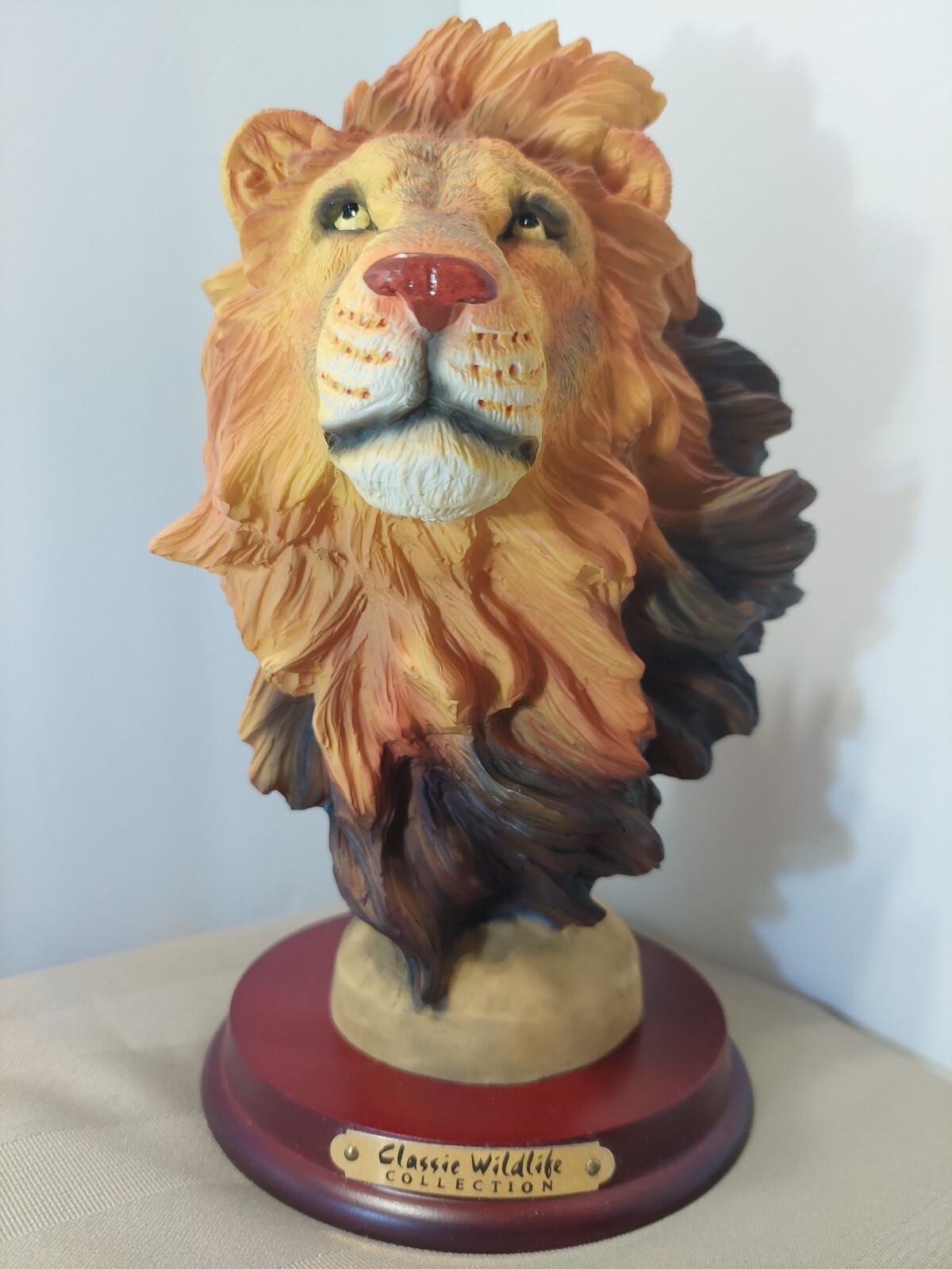 VINTAGE CLASSIC WILDLIFE COLLECTION SAFARI LION HEAD SCULPTURE STATUE NIB 9″