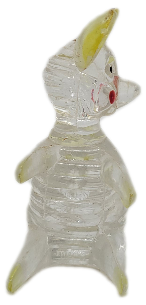 Vintage Lucite Plastic Mouse With Yellow Accents Figurine Made in Hong Kong