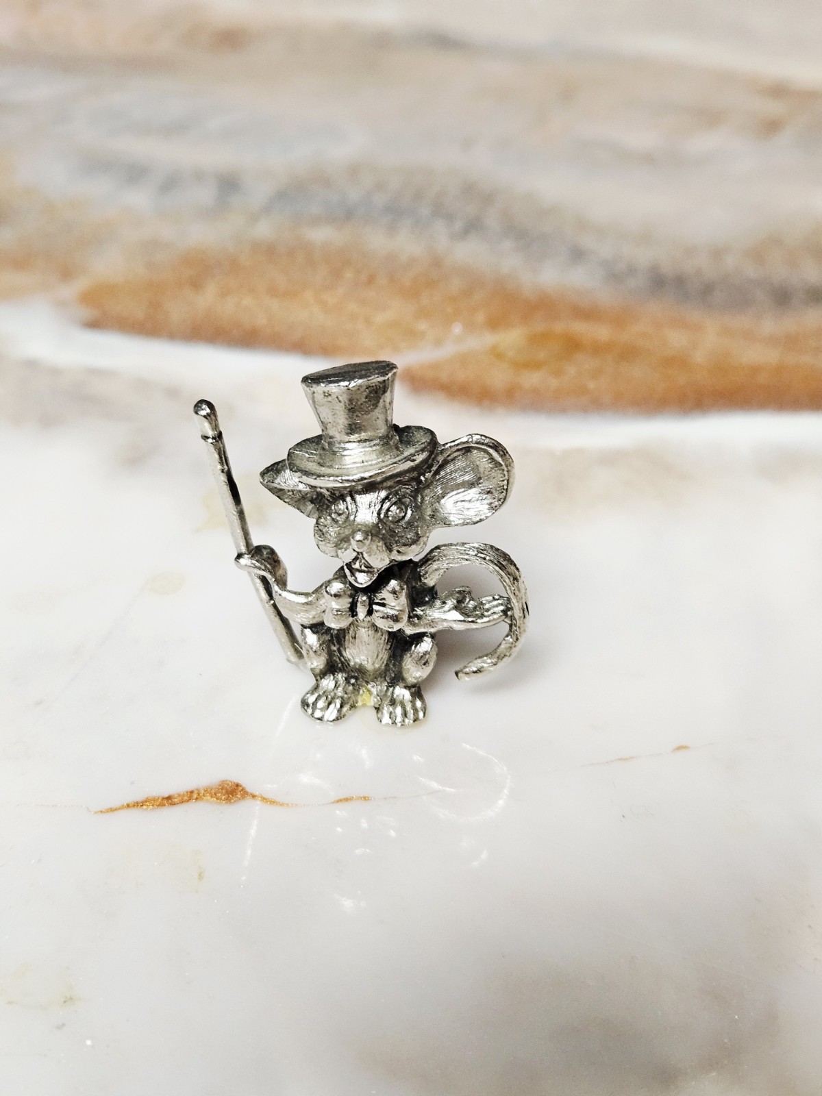 Miniature Metal Mouse 1.75 Inches Tall In Very Good Condition