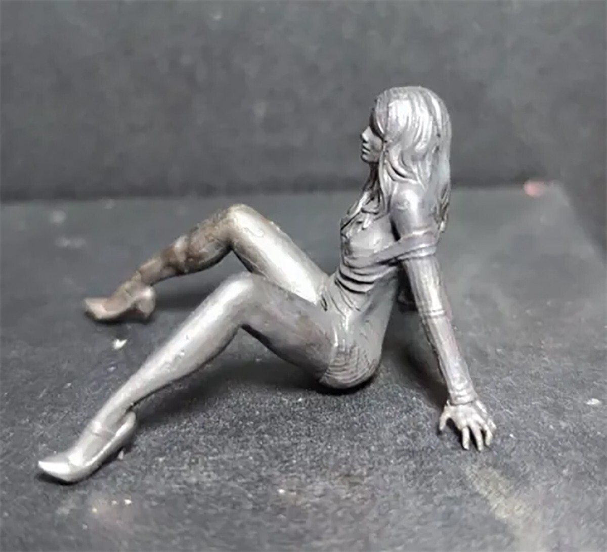 Black Solid Bronze Nude Temptation Girl Collectable Art Antique Statue Figure