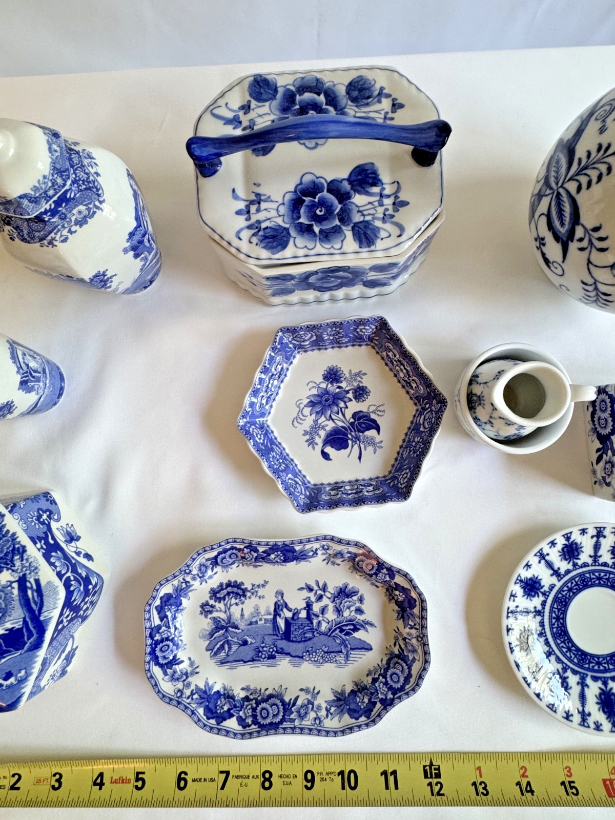 Blue & White Porcelain Decor Set – 16 Pieces -Spode & Royal Copenhagen – Various