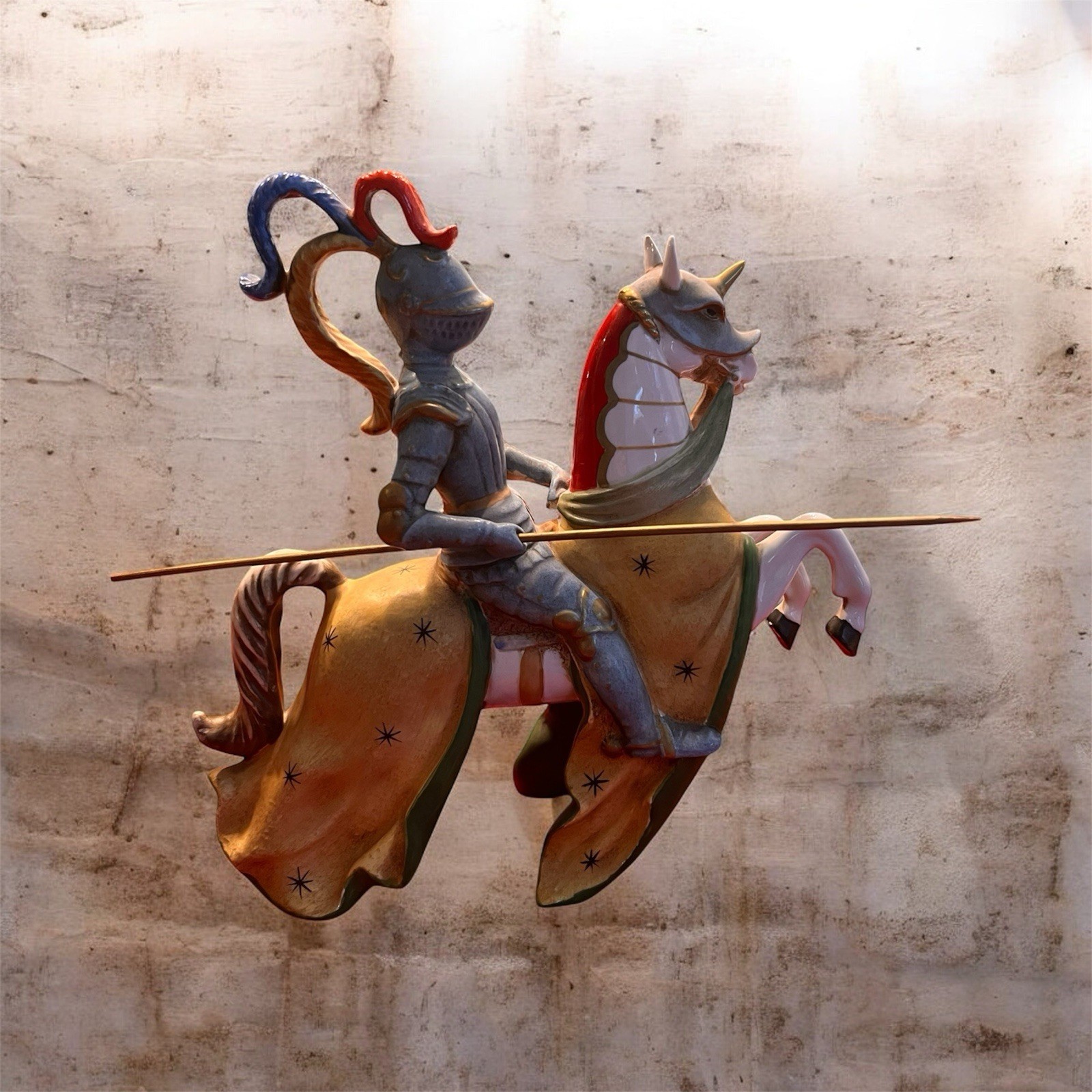 Vintage Ceramic Jousting MedievalKnight Figurines, a Pair