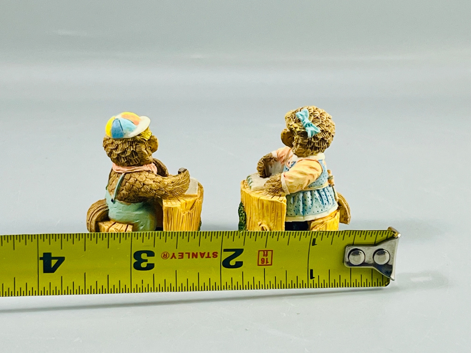 Set of 2 Miniature Owls in School Class Figurines 1.5″