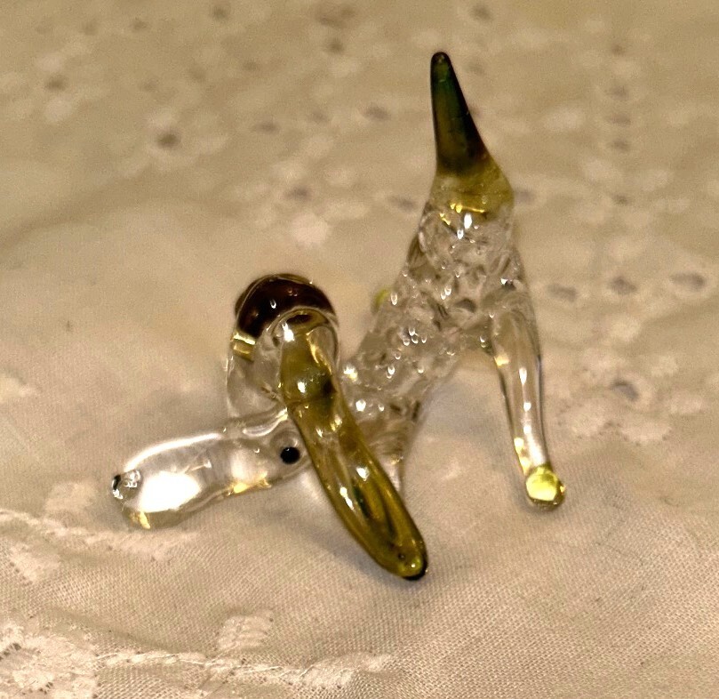 Hand Blown Glass Dog Bloodhound Figurine 2 inches