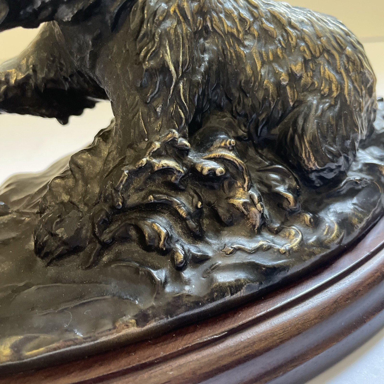 O’Brien Gallery Originals Grizzly Bear Salmon Fishing Metal Sculpture Read