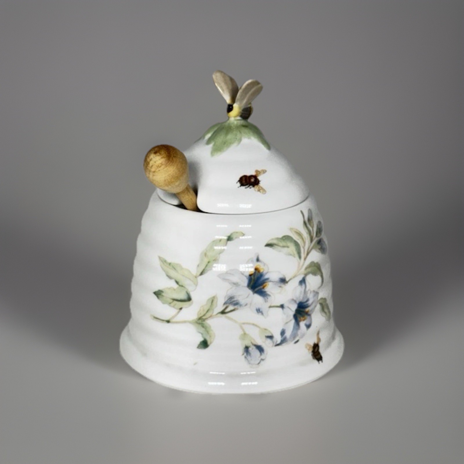 Lenox Butterfly Meadow Beehive Honey Pot w/Lid & Dipper Never Used Display Only