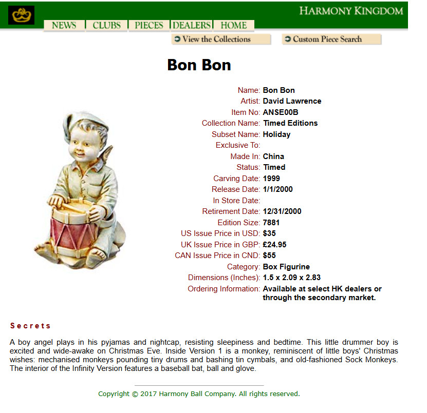 Angelique Harmony Kingdom Bon Bon ANSE00B SIGNED 0764