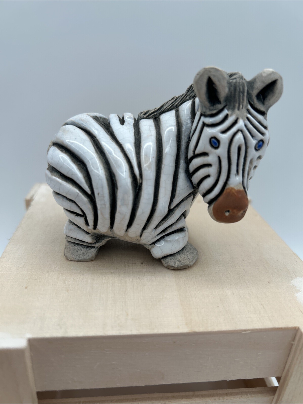 Vintage Artesania Rinconada Retired Zebra with Blue Eyes Signed