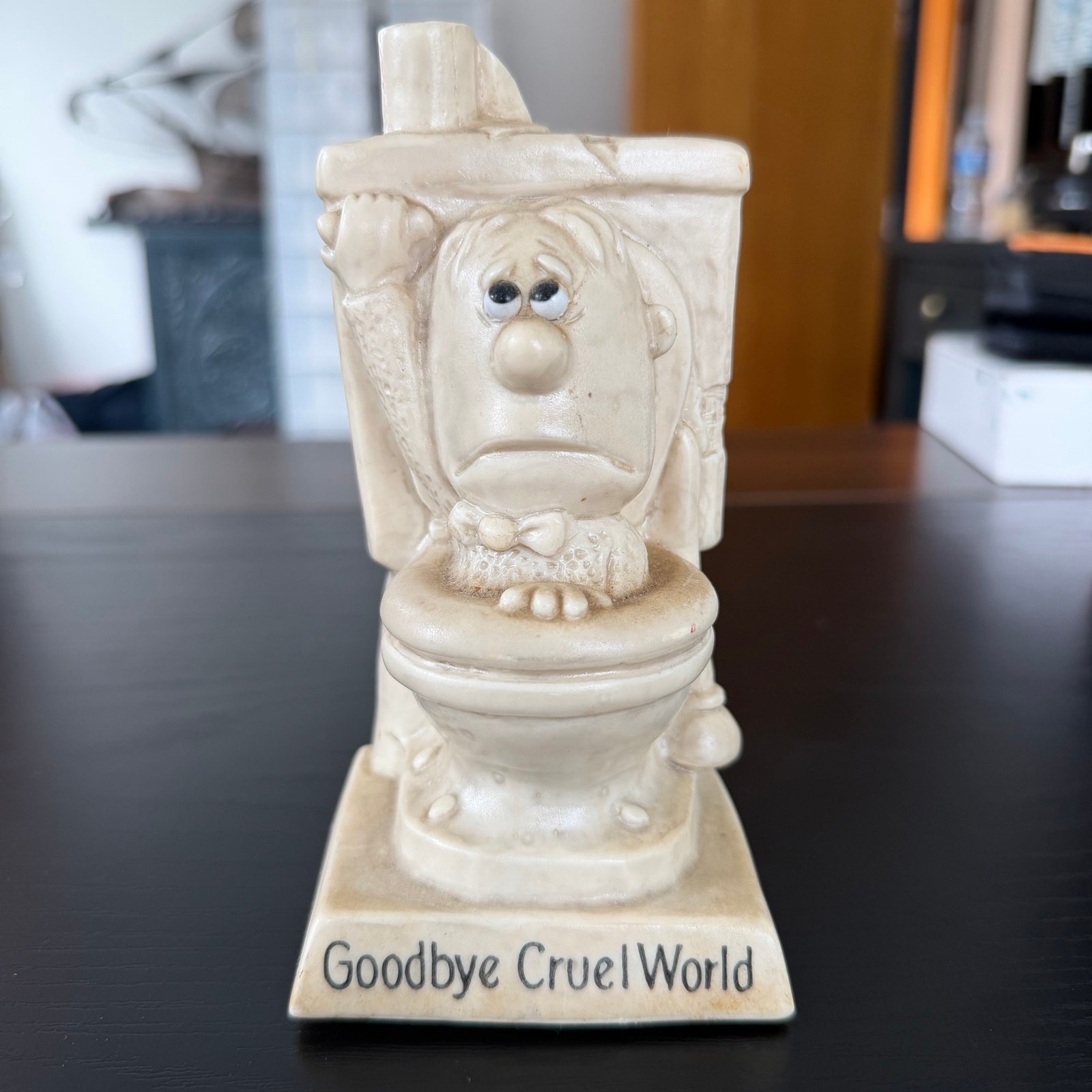 Vintage R & W Berries Co. Figurine 1970 Flushing Toilet “Goodbye Cruel World”