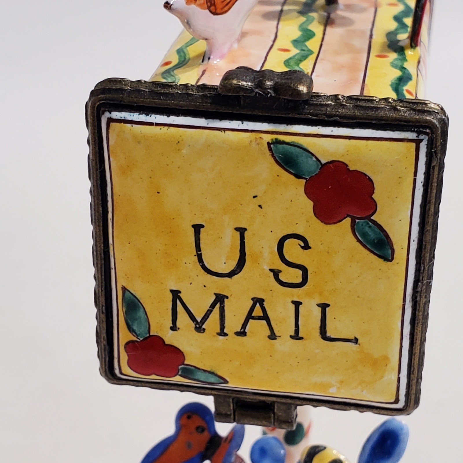 Kelvin Chen 1999 Enamel On Copper Postage Stamp Holder Mailbox Trinket Box 1351