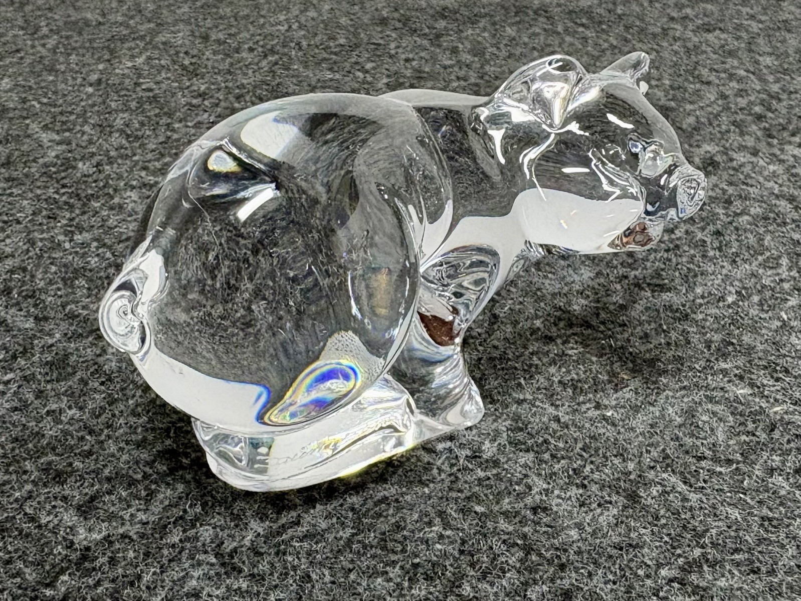 Crystal Pig Figurine Signed Daum France