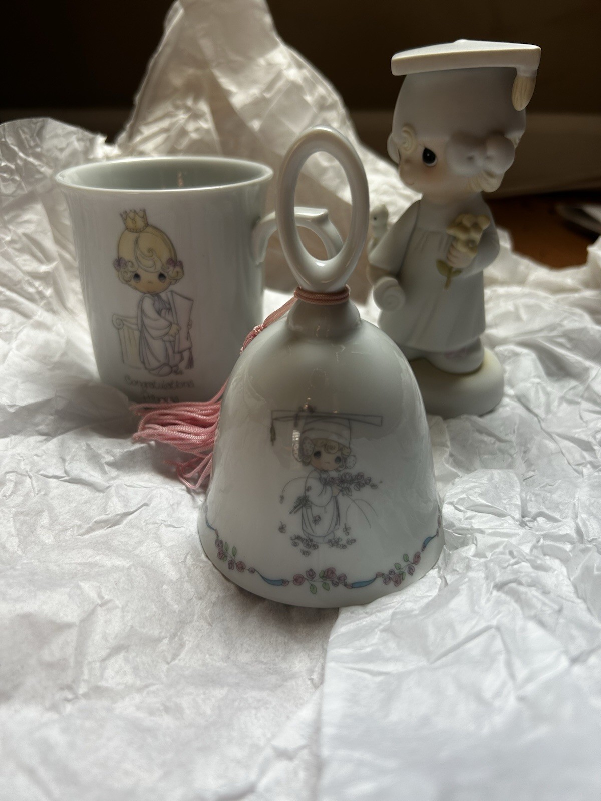 Precious Moments – 3 Graduation Themed Items (bell, Mug, Figurine)