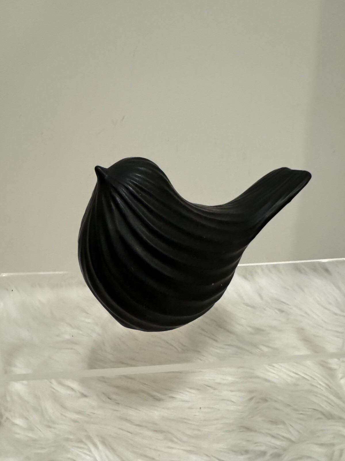 Porcelain Ceramic Black Bird Figure Swedish Statue Sculpture Modern Minimalist