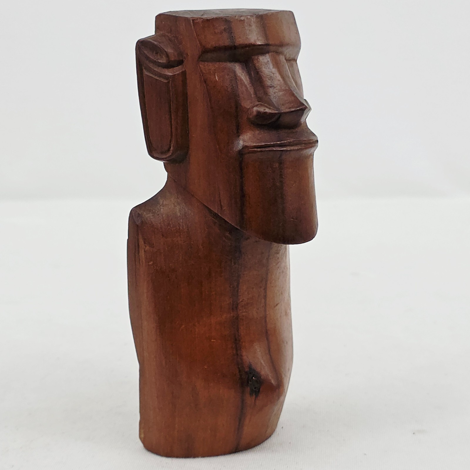 VTG Hand Carved Wooden Moai Style Figure 6.6” Easter Island Inspired
