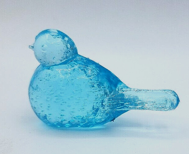 Wilkerson Blue Spackler Bird Figurine Glows Orange Black Light Shine