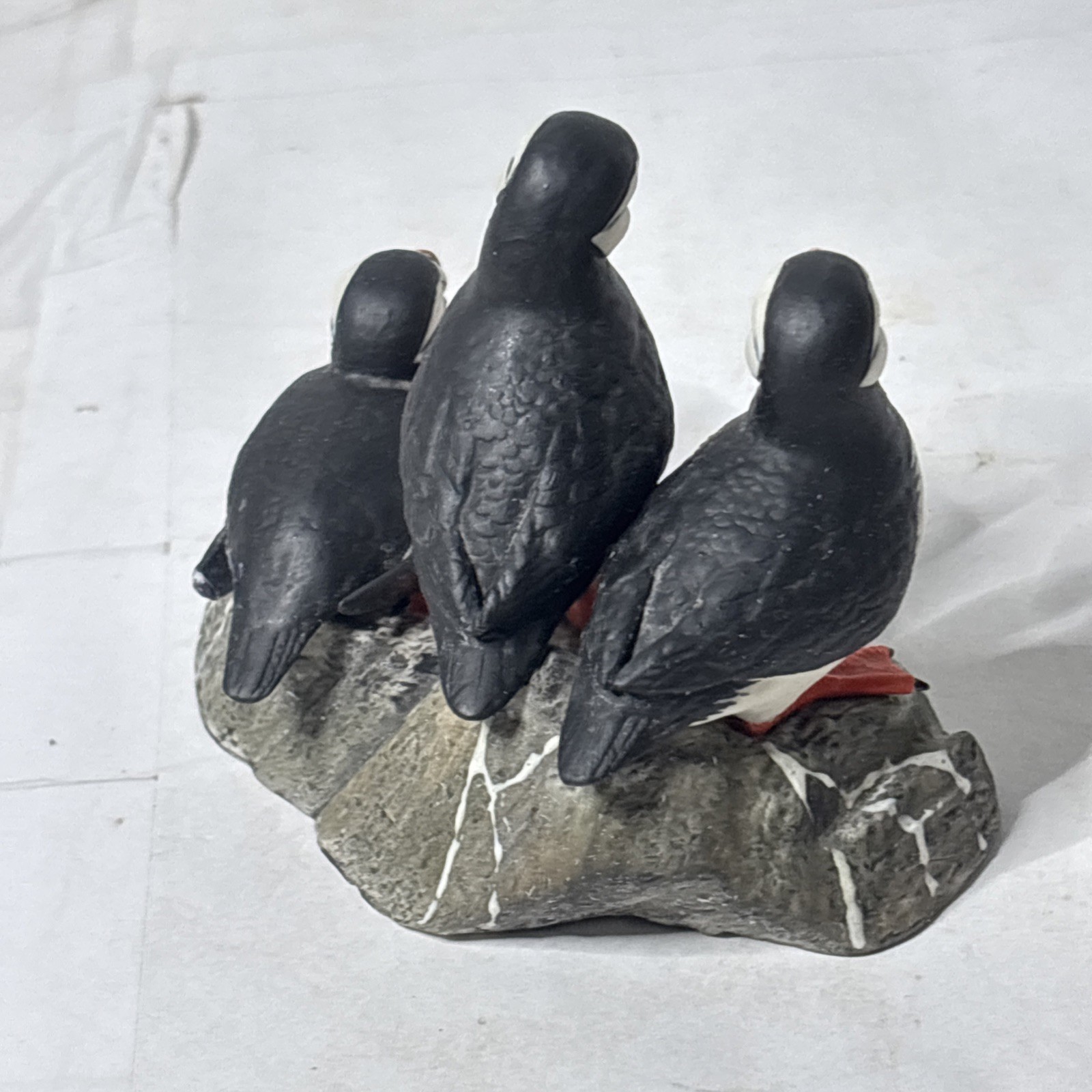 Beautiful Hand Painted “The Puffins” Irish Dresden Porcelain Figurine Statue