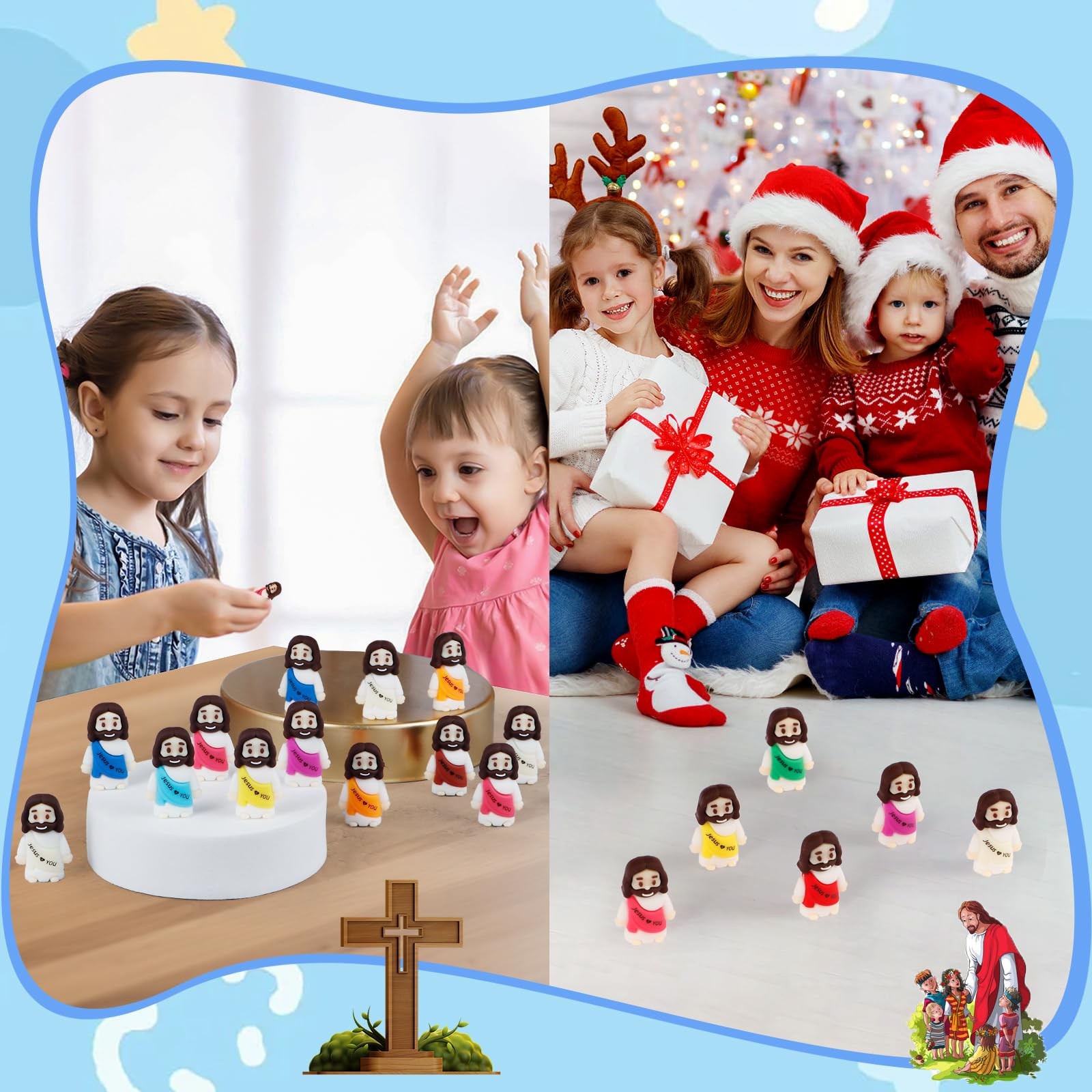 30pcs Mini Jesus Figures Religious Gift Religious Figurines for Easter Egg Hunt