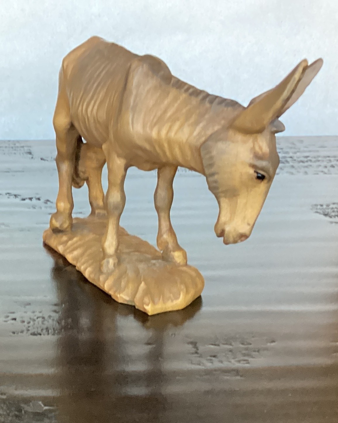 6″ SCALE ANRI VINTAGE KUOLT NATIVITY DONKEY WOOD CARVED FIGURINE ASS