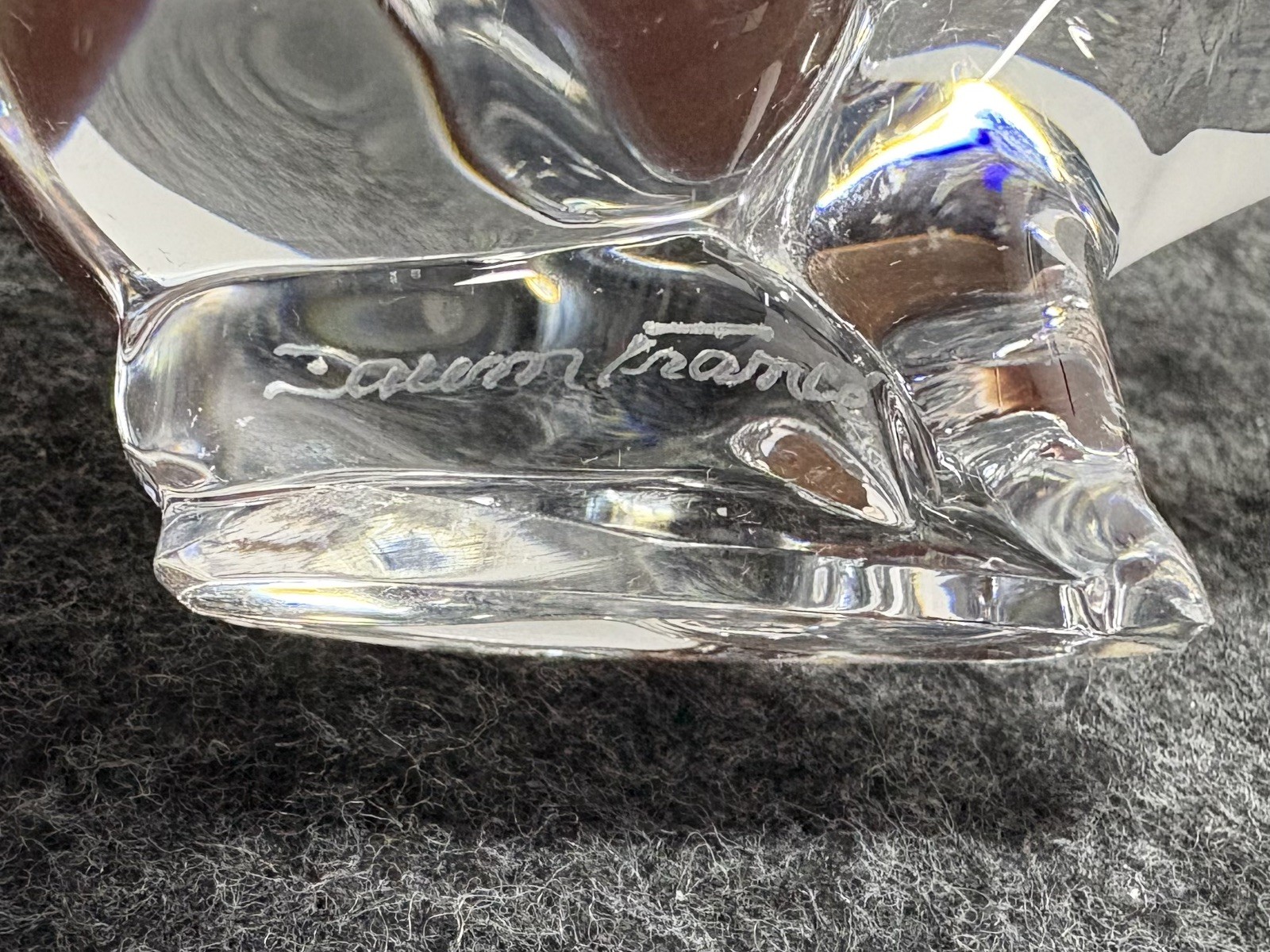 Crystal Pig Figurine Signed Daum France
