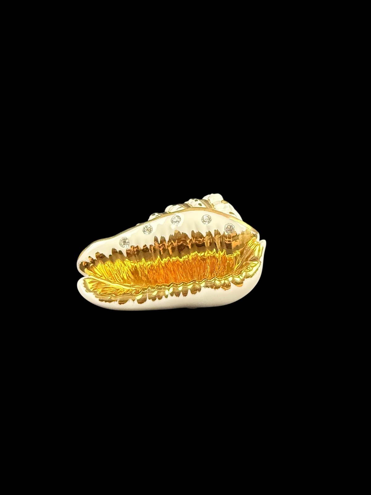 RG Porcellane Capodimonte Limoges Shell Figurine White Gold Tone Swarovski Italy