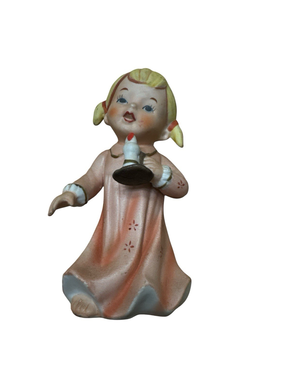 VTG Small Girl Figurine Night Light Bradley Exclusive Japan Bisque Teddy Used