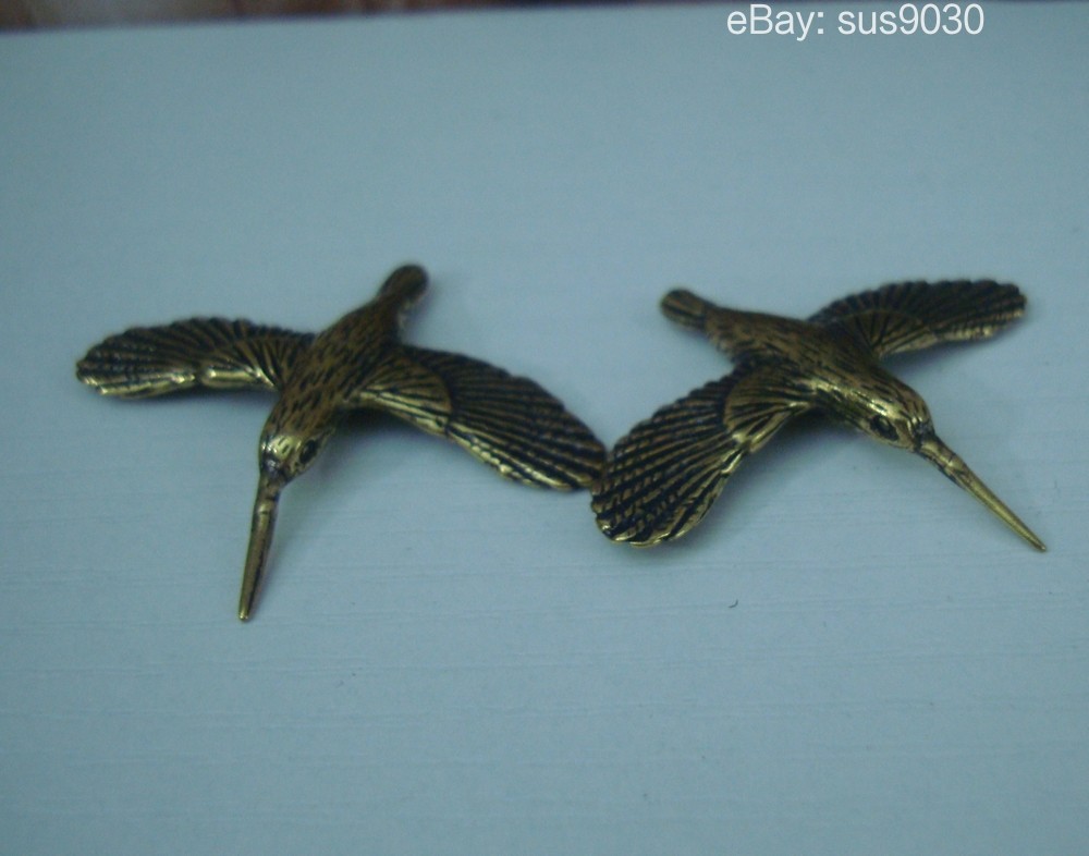 Pair of Solid Brass Hummingbird Couples Figurines Statues for Wedding Gifts