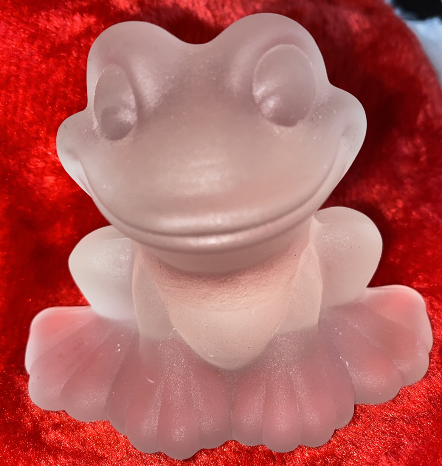 Goebel Glass Frog Figurine Toad Paperweight Frosted Clear
