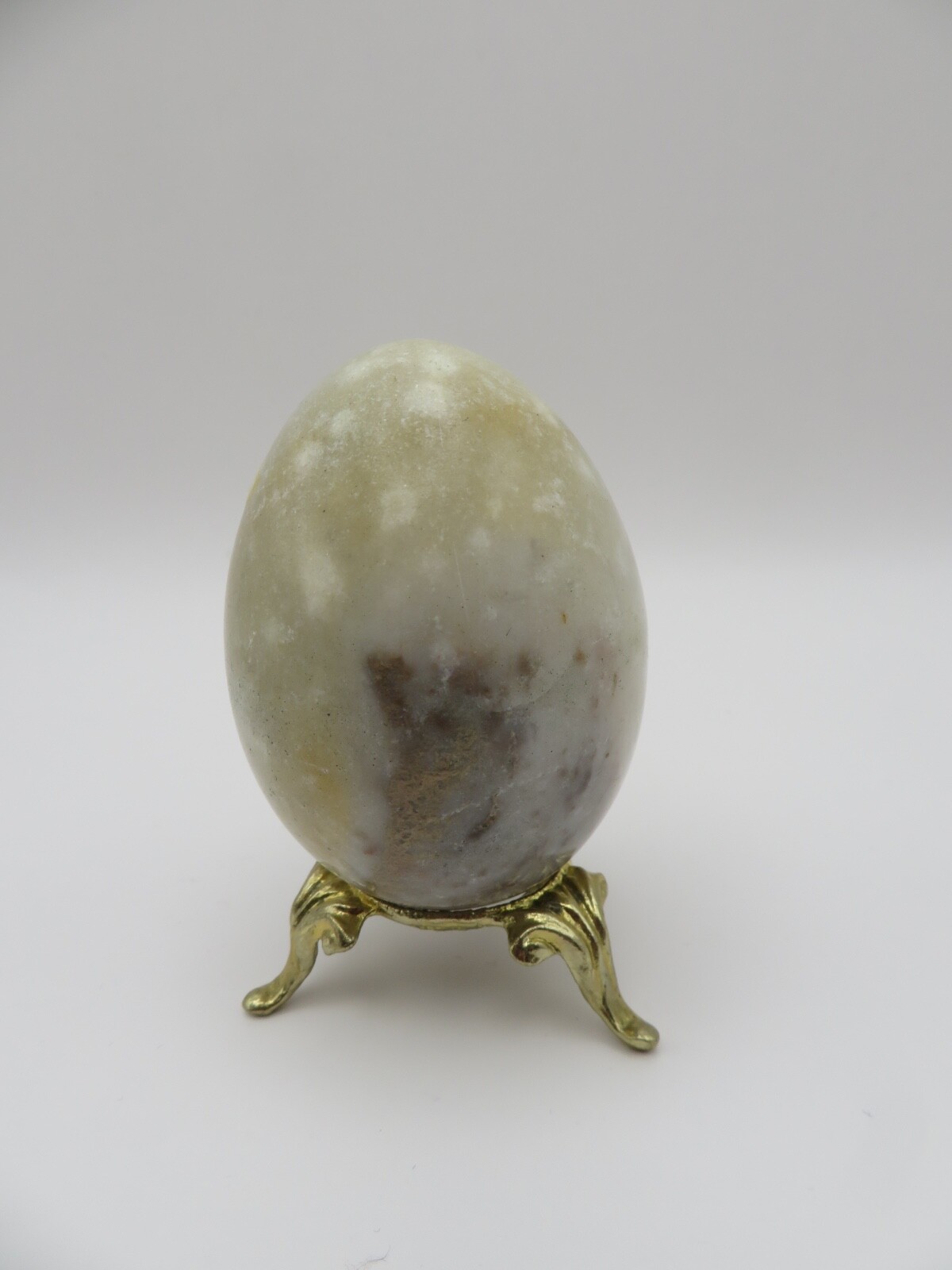 Earthtone Gray Brown Cream Alabaster Decorative Easter Egg 3″ x 2″