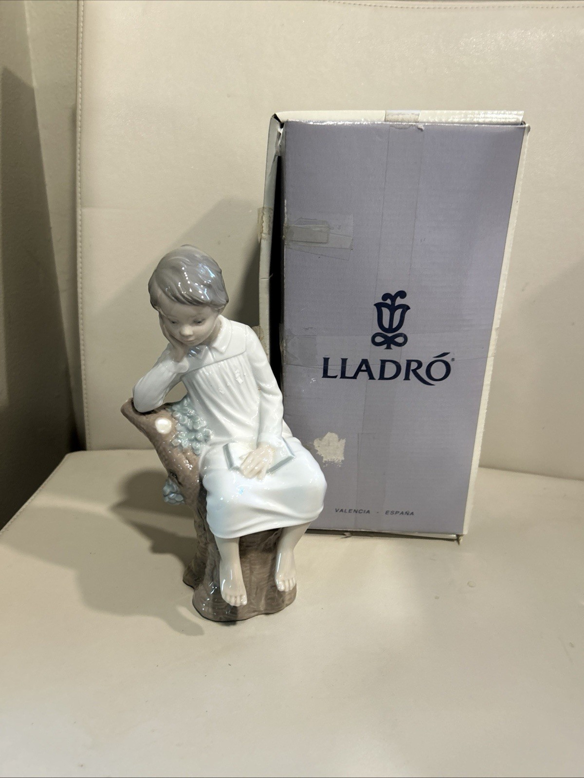 Vintage Lladro The Thinker Little Boy Retired Porcelain Figurine #4876 1995
