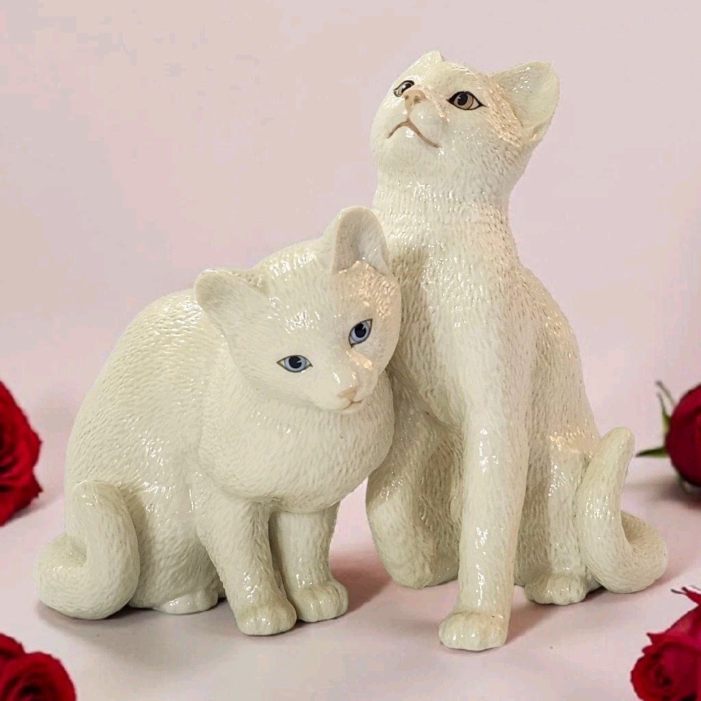 Vintage Lenox Cat Collection Hand Crafted Cat Kitty Figurines Set Of 2 READ
