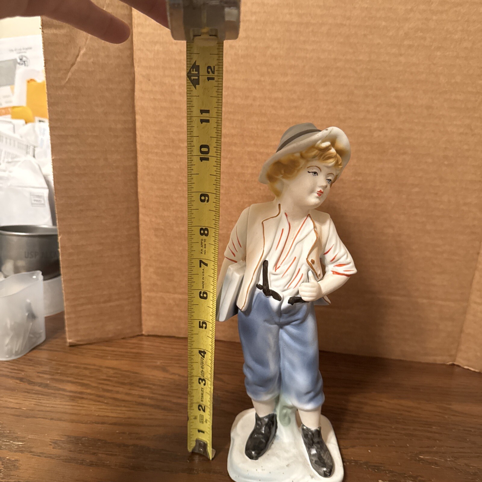 ARPO Made in Romania Boy Bisque Biscuit Porcelain Hand-Painted Vintage Figurine