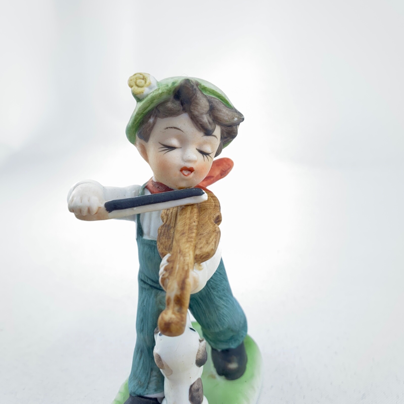 Vintage Puppy Love Young Boy Figurine Playing Violin with Dog