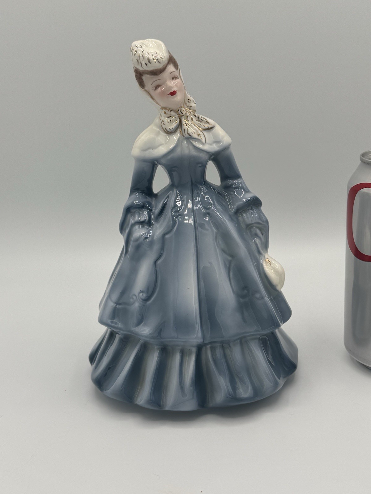 Vintage Florence Figurine Named Lillian Lady In Blue Dress Ceramic Hand Painted