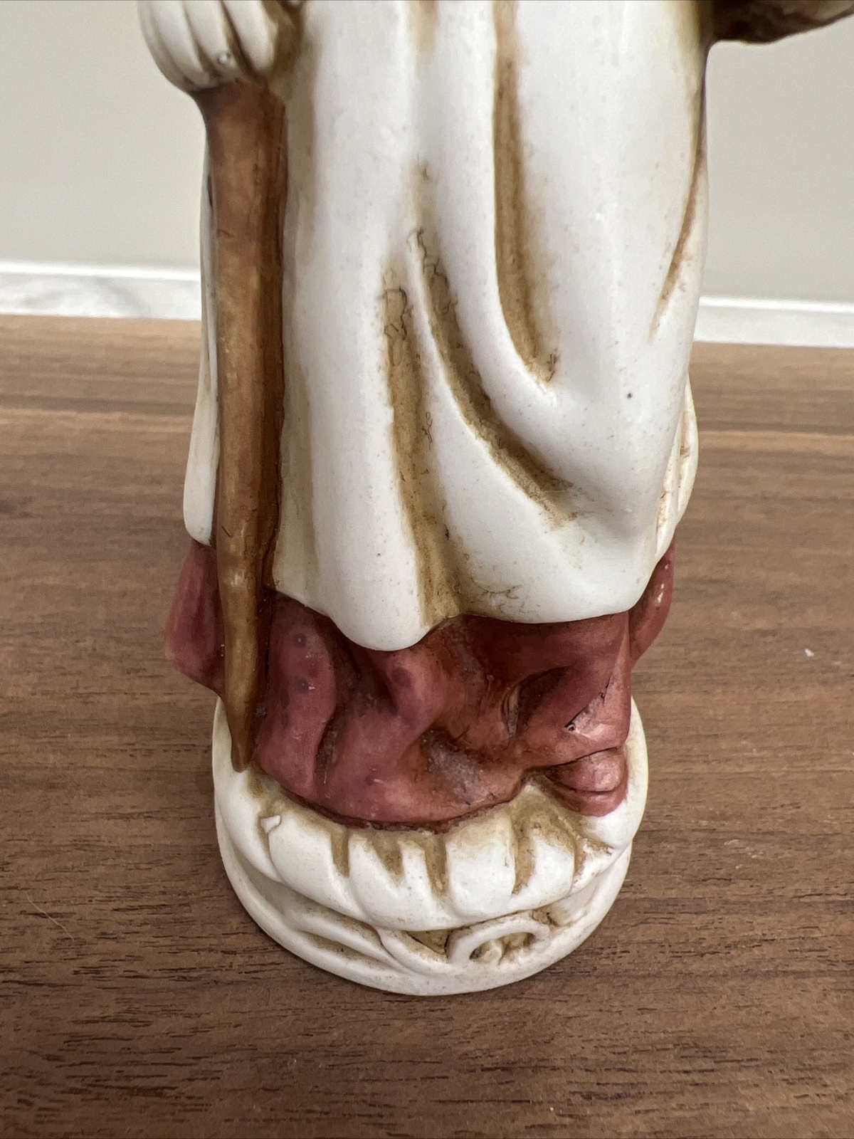 Vintage Old Woman Carrying Basket Of Apples 6 inches tall Porcelain.