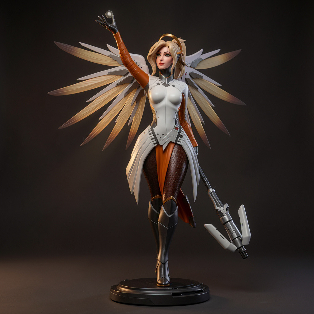 Mercy Beautiful Overwatch V1! 3D Printed 16k Res! HandPainted or Unpainted!
