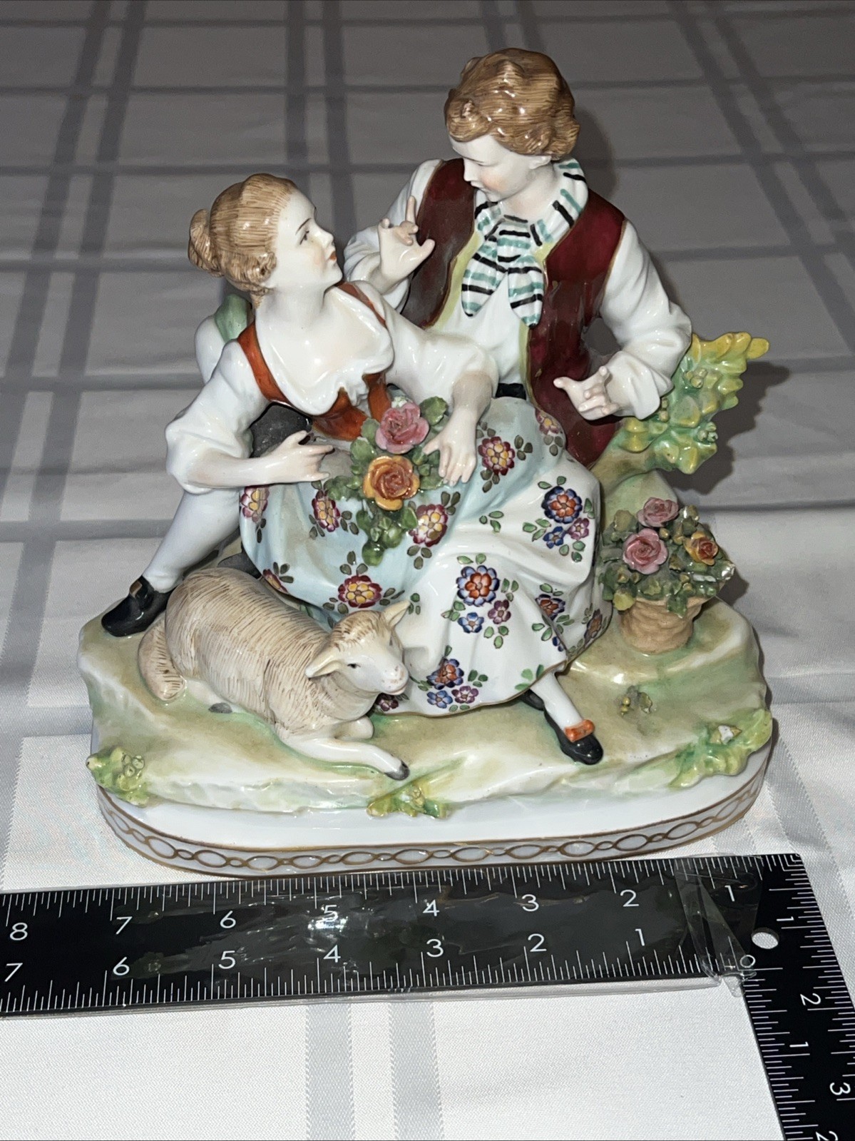 Antique Porcelain Courting Couple with Lamb with E & A Müller mark ?