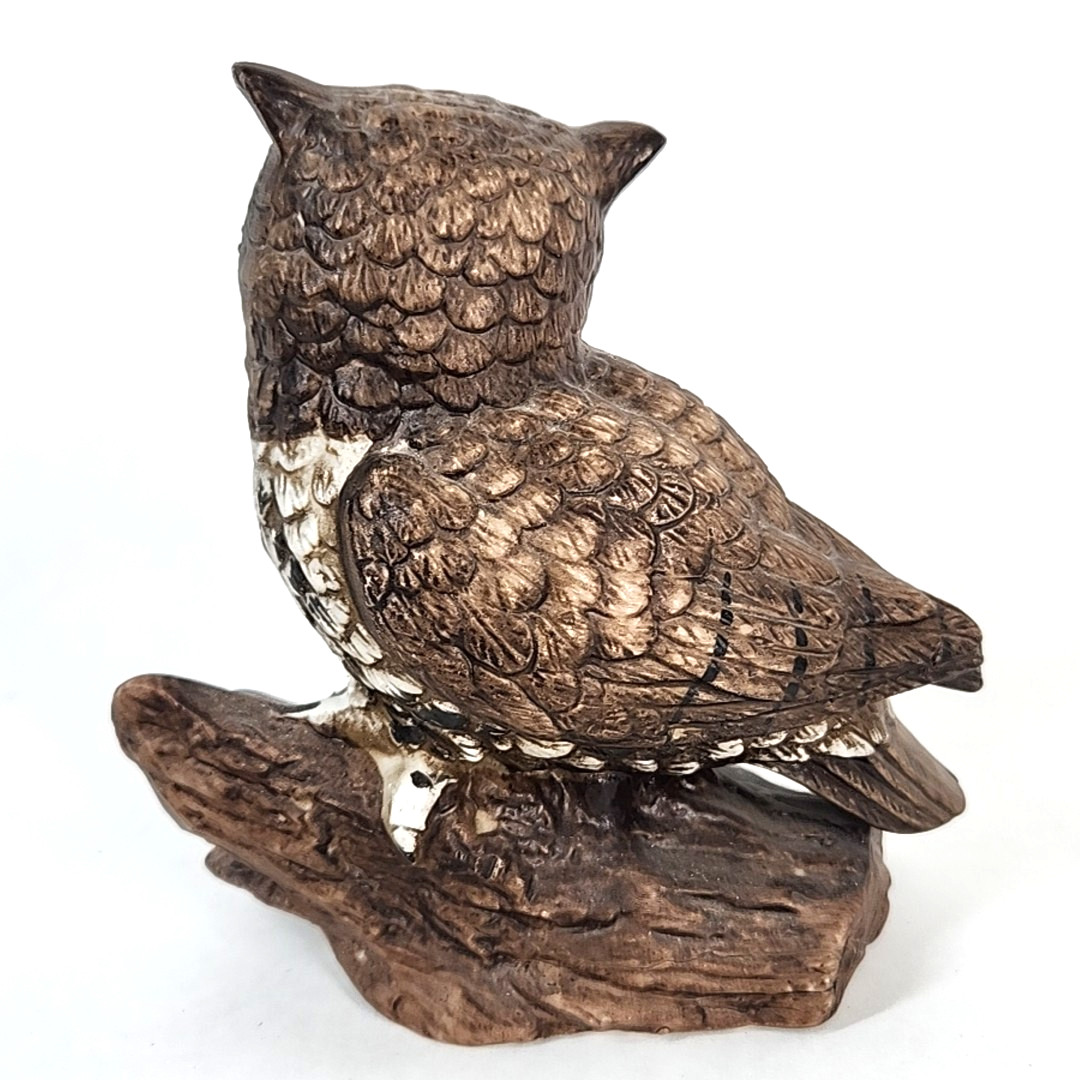 Vtg Homco Great Horned Owls Pair Ceramic 1970s Home Interior Decor MCM Taiwan