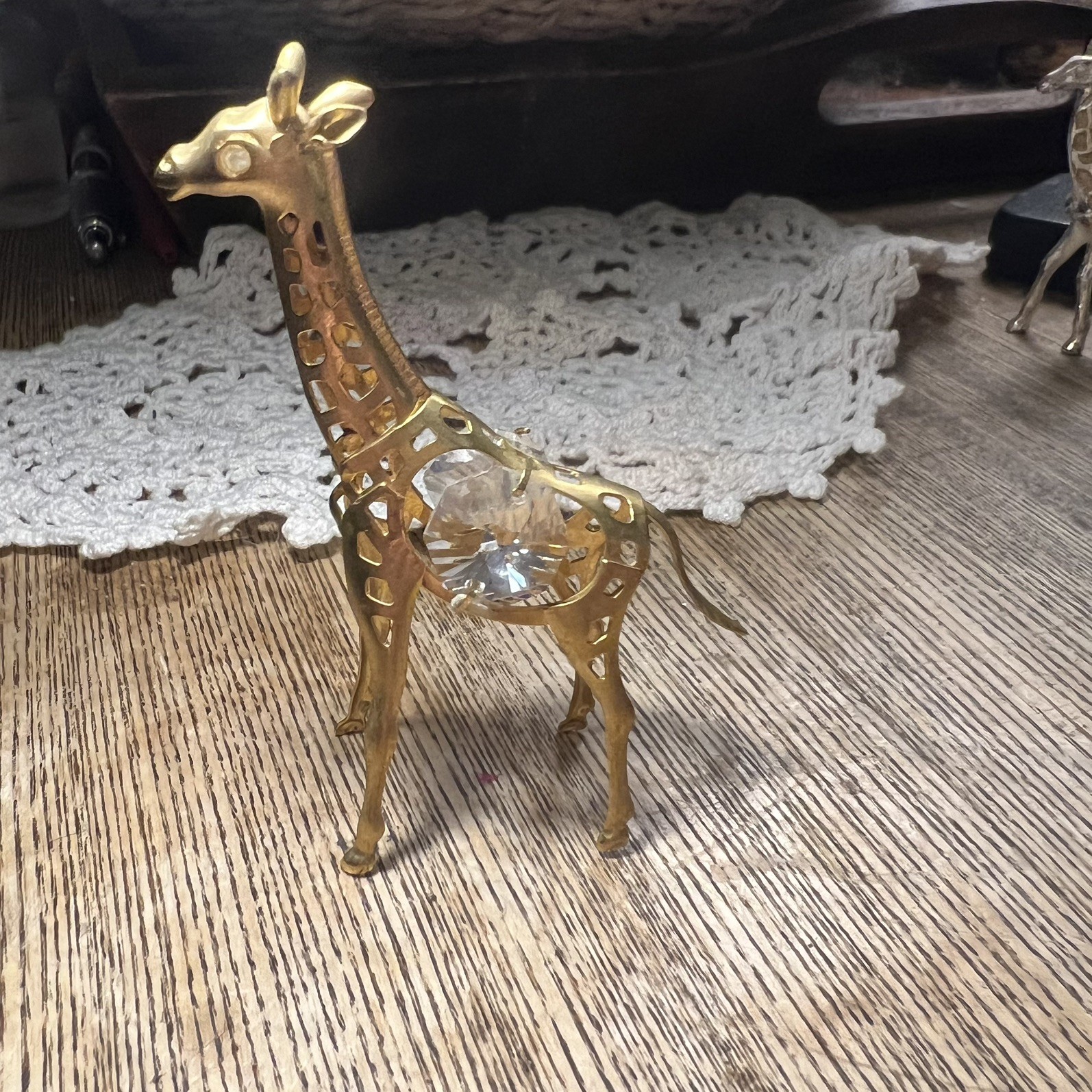 Matashi 24K Gold Plated w/Crystal Giraffe Animal/Trinket /Ornament Figurine Gift