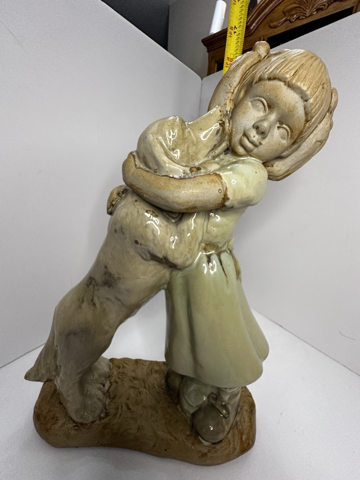 Girl Hugging her dog Ceramic ~16” Tall.