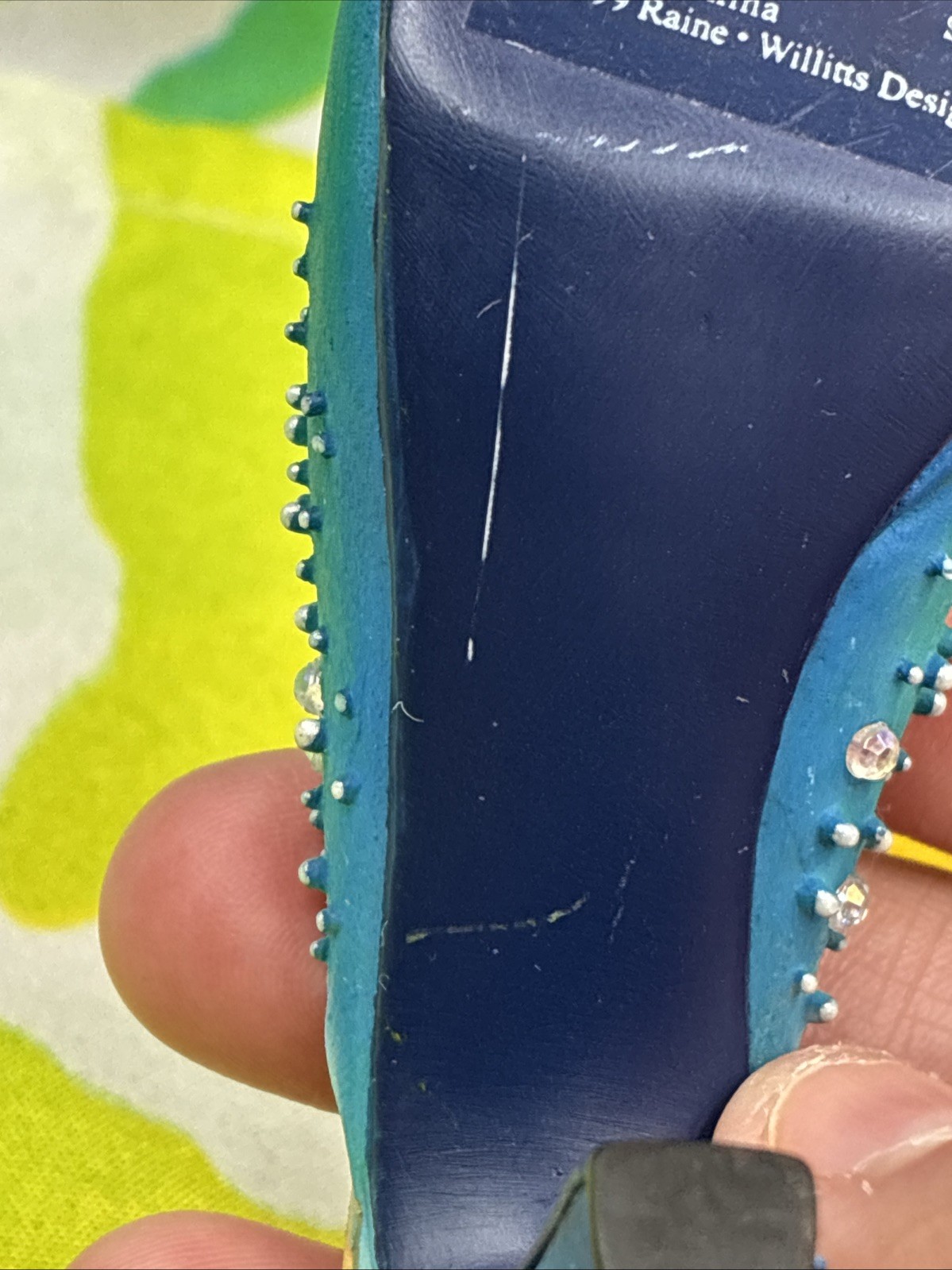Just The Right Shoe By Raine “The Wave” Ceramic Decorative Miniture Heel Blue