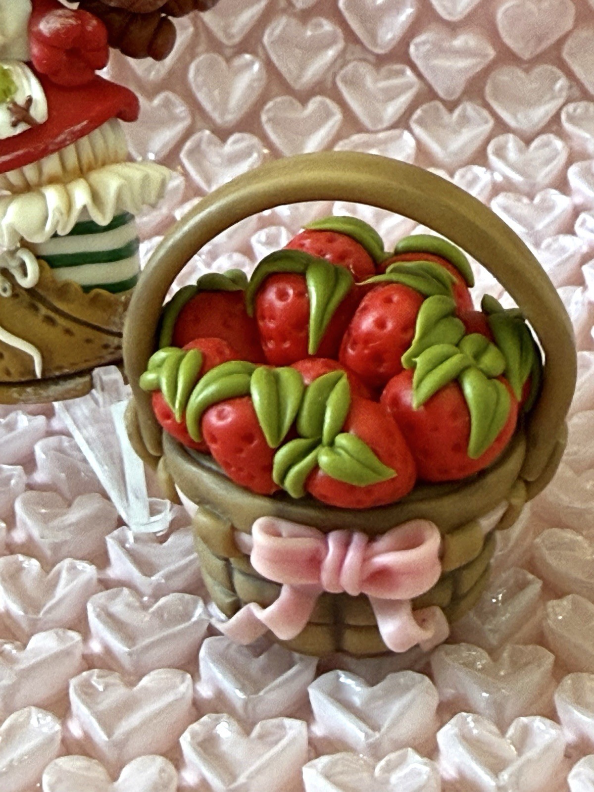 Cold Porcelain Handmade Strawberry Shortcake Doll / With Basket /collectible