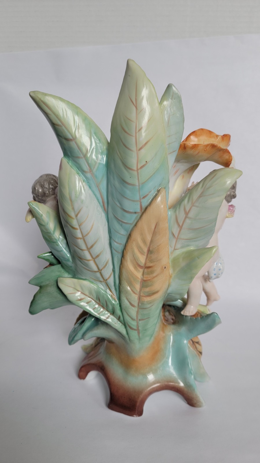 1880s Rare Marked w Impressed #s Stamped KPM Triple Cherub Putti Floral Vase 11″