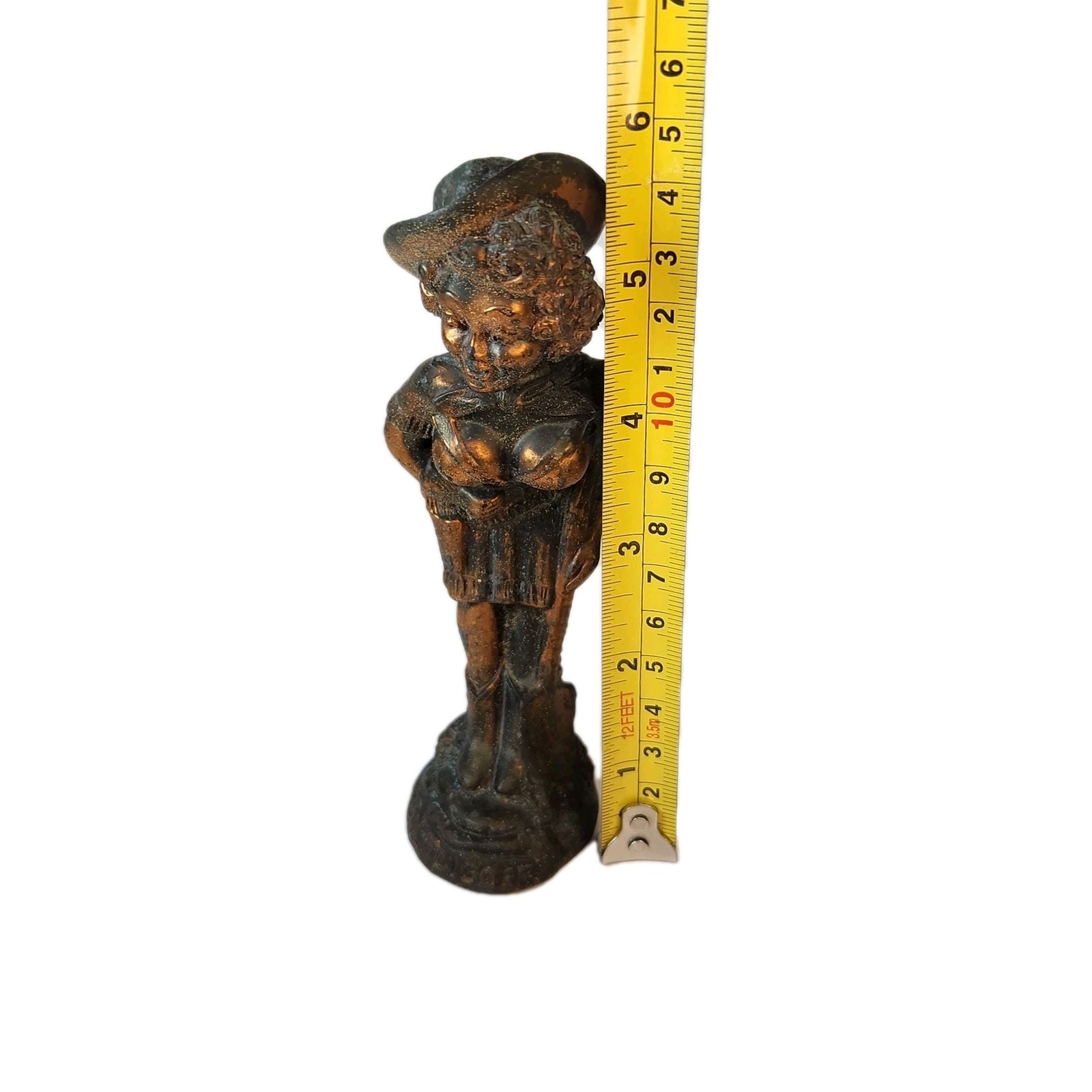 Vintage Brass Gold Digger Figurine 6” Heavy Pin-Up Mining Souvenir Novelty