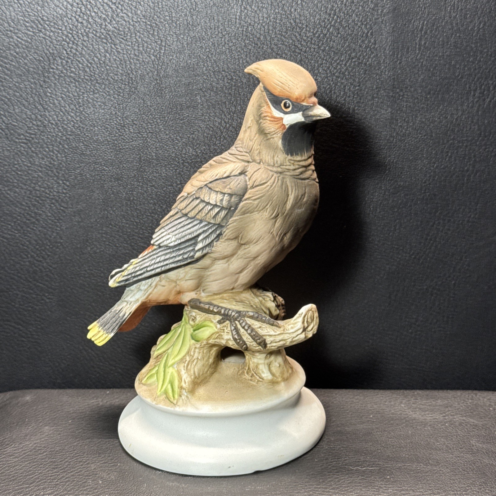 1960’s Lefton Bohemian Waxwing Porcelain Bird Figurine Hand Painted KW1283