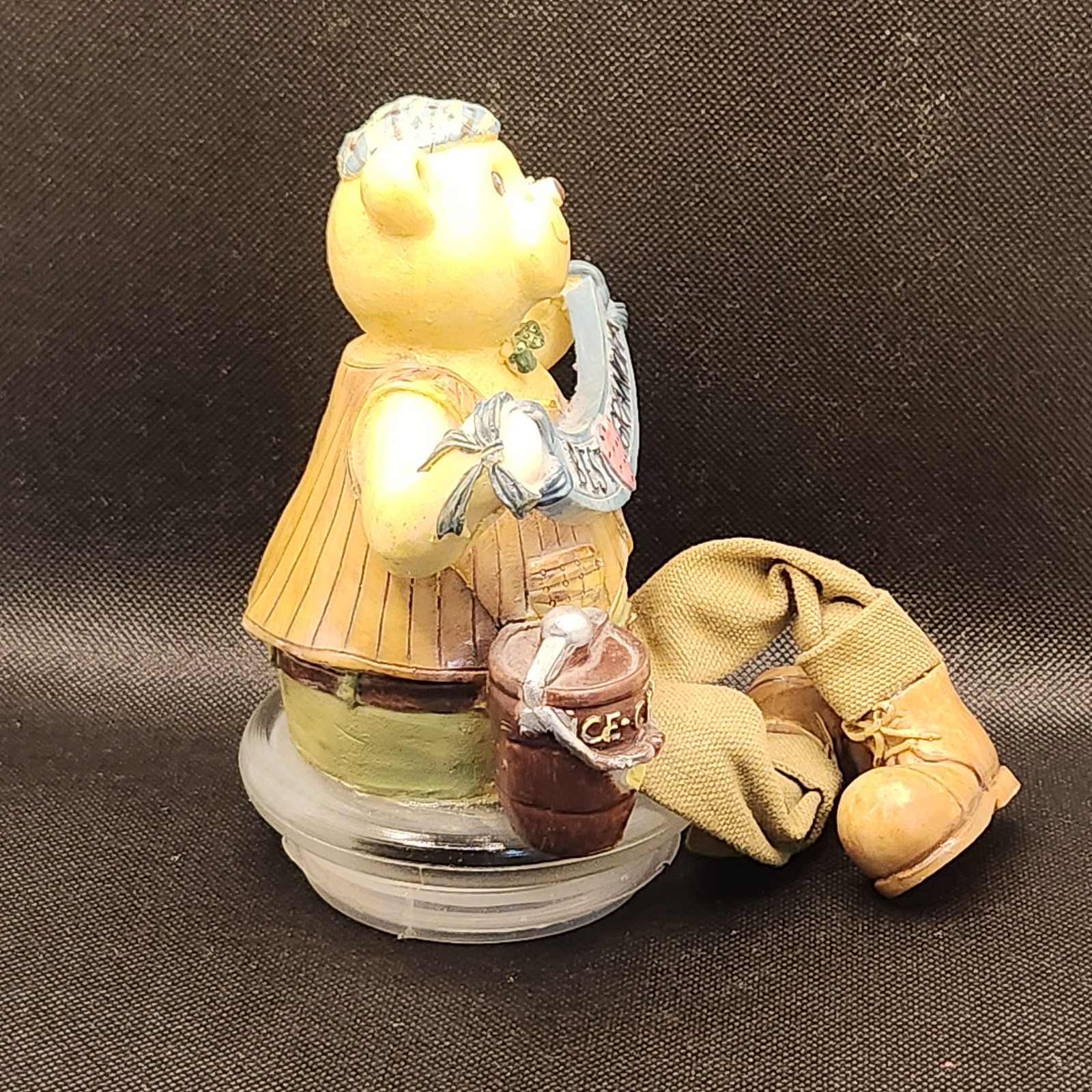 VTG “Best Grandpa” Resin Bear Jar Topper, Dangling Fabric Legs, Ice Cream Theme
